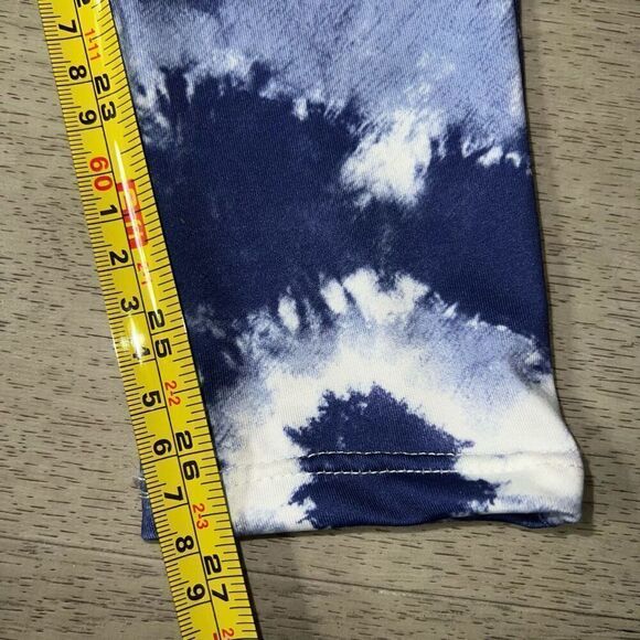 Peach Love California, Blue & White Tie Dyed Boho Hippy Leggings, Women’s Small - Picture 7 of 11